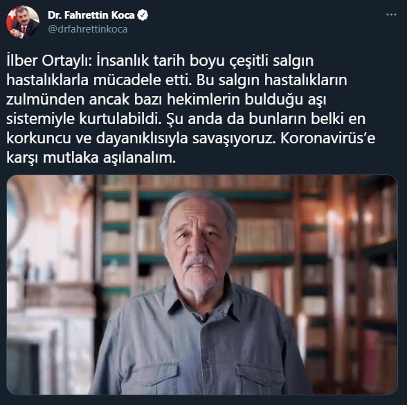 fahrettin koca ilber ortayli tweet