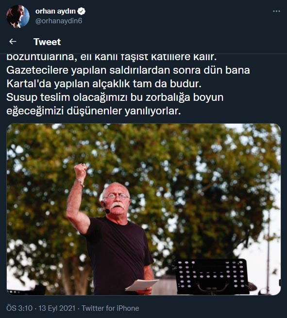 orhan aydin saldiri tweet