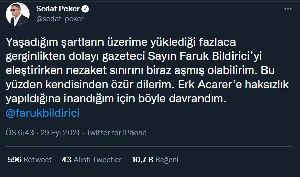 sedat peker faruk tweet