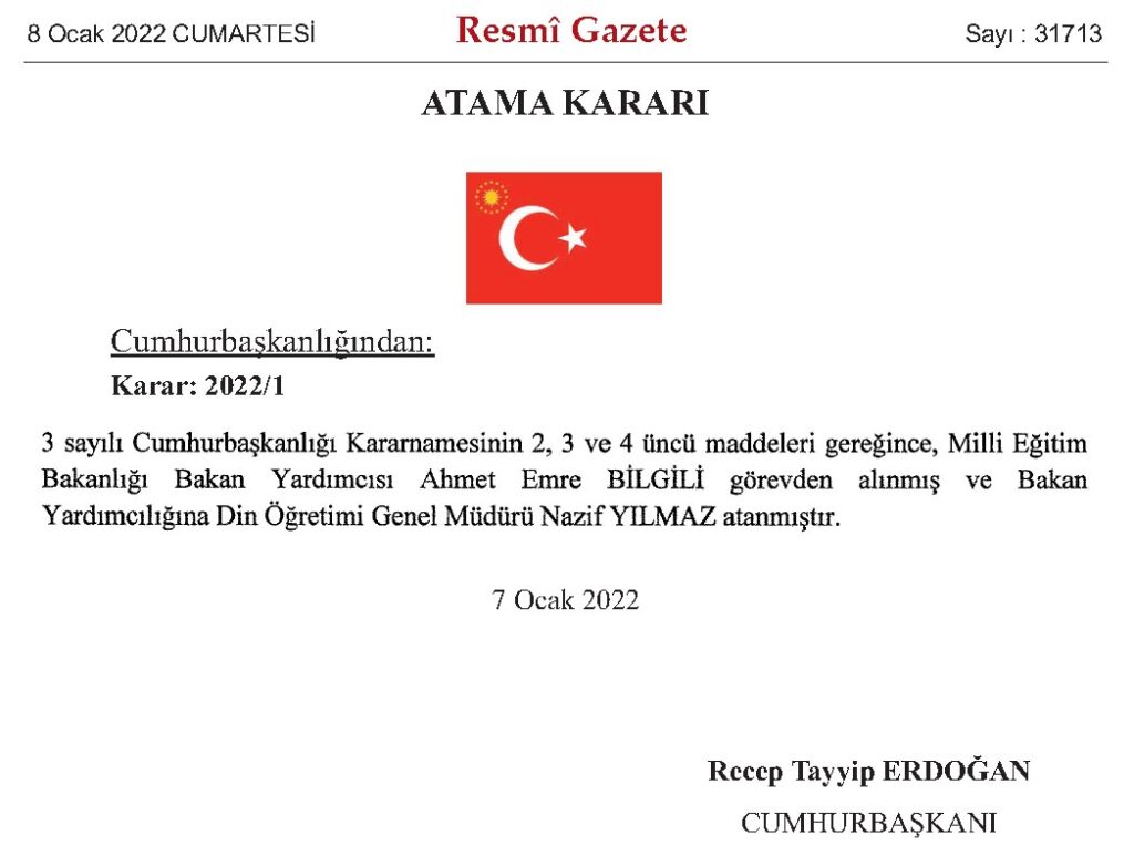 nazif yilmaz meb bakan yardimcisi atama