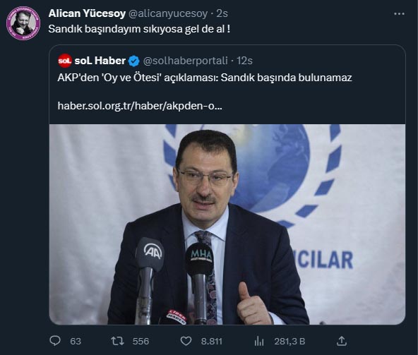 alican yucesoy oy ve otesi tepki