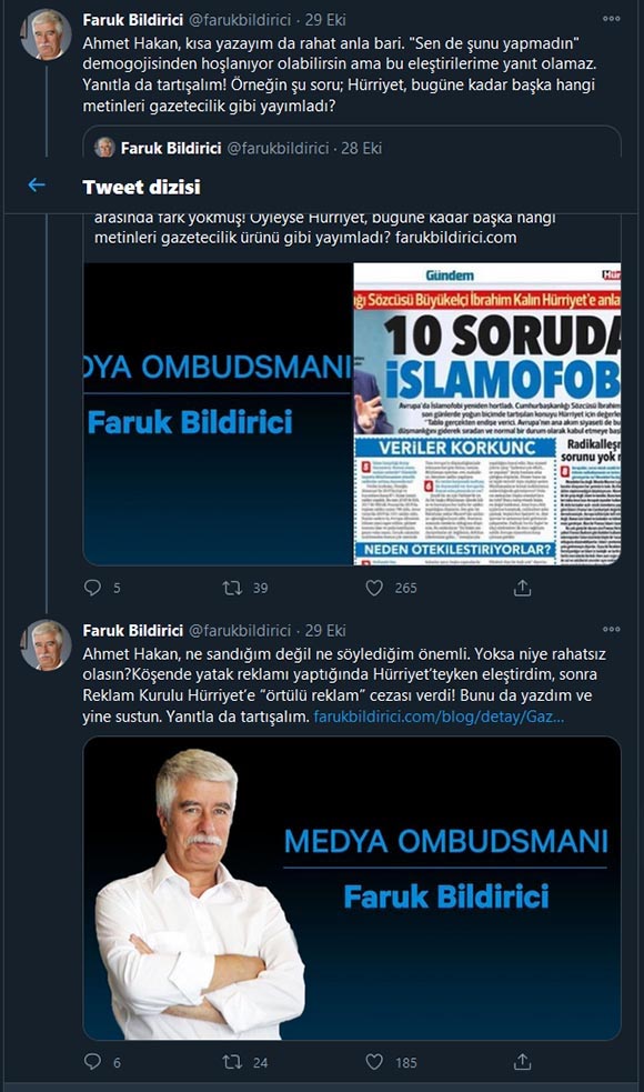 faruk bildirici ahmet hakan tweet