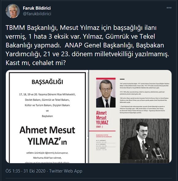 faruk bildirici mesut yilmaz vefat tweet 01